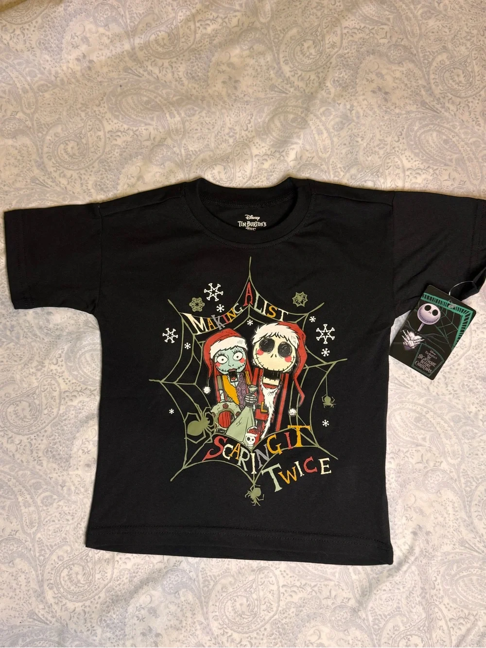 Disney Tim Burton Nightmare Before Christmas  Kids Tee with Jack & Sally